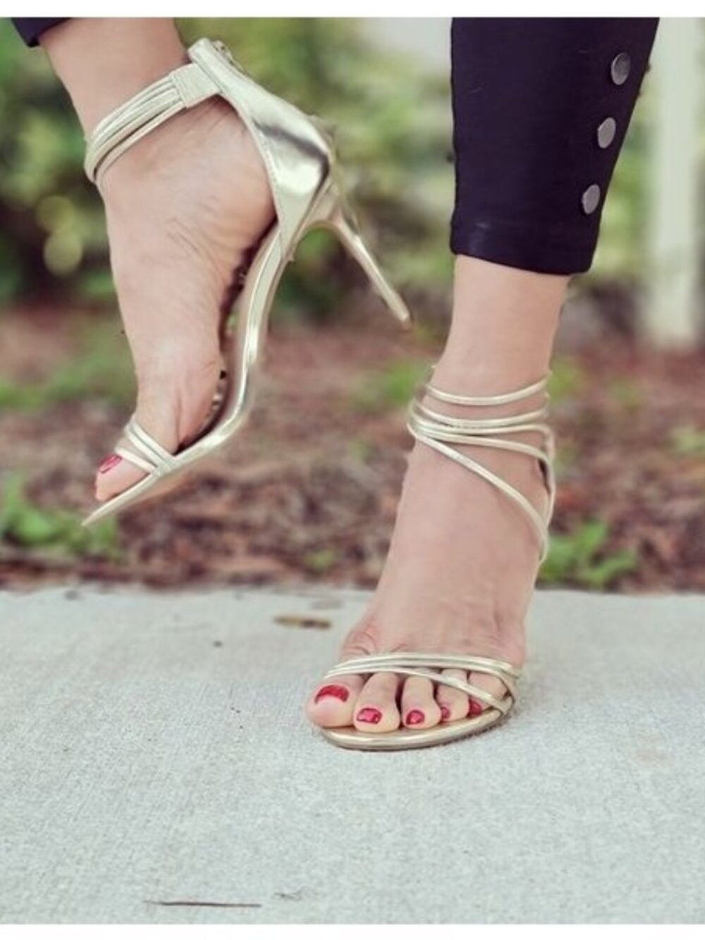 Women's Open Toe Strappy High Heels Sandals Ligth Gold Color